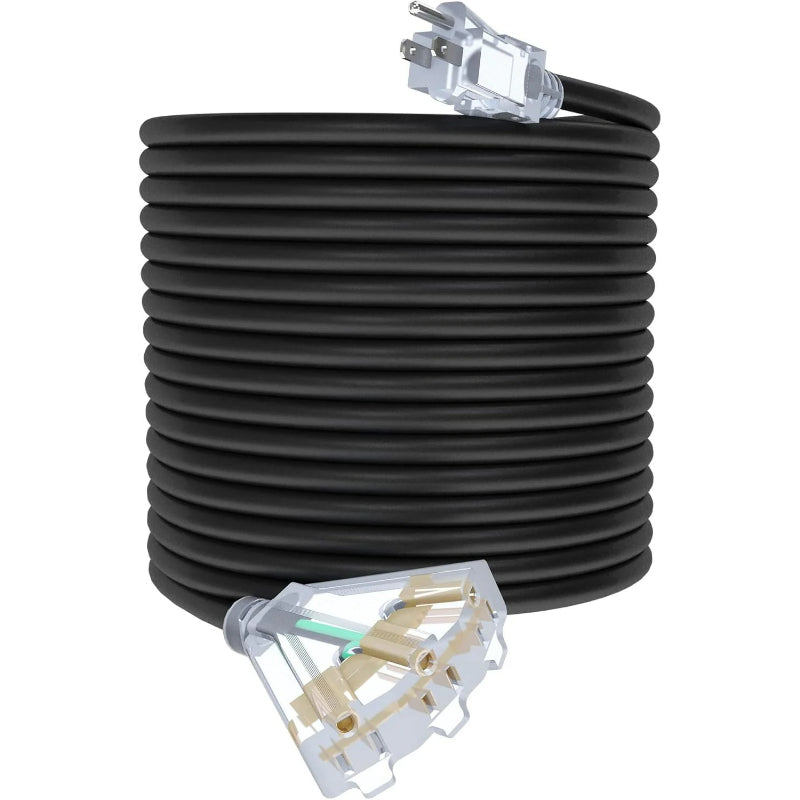 3 Outlets Outdoor Extension Cord with Lighted end, 12 Gauge