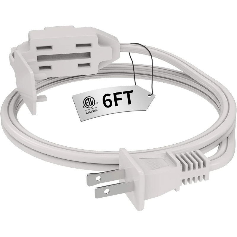 16AWG Indoor Extension Cord, 2-Prong Power Cord, ETL Listed, 125V 13A Extension Cable for Home, Office & Appliances