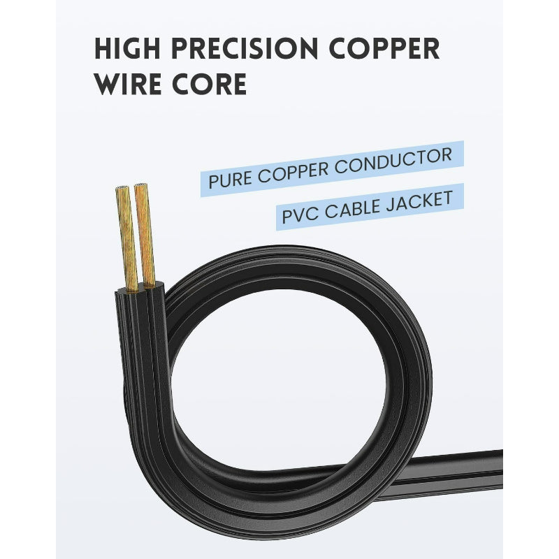 Replacement Power Cord,18 Gauge, 2 Prong, 10A, 8 FT,