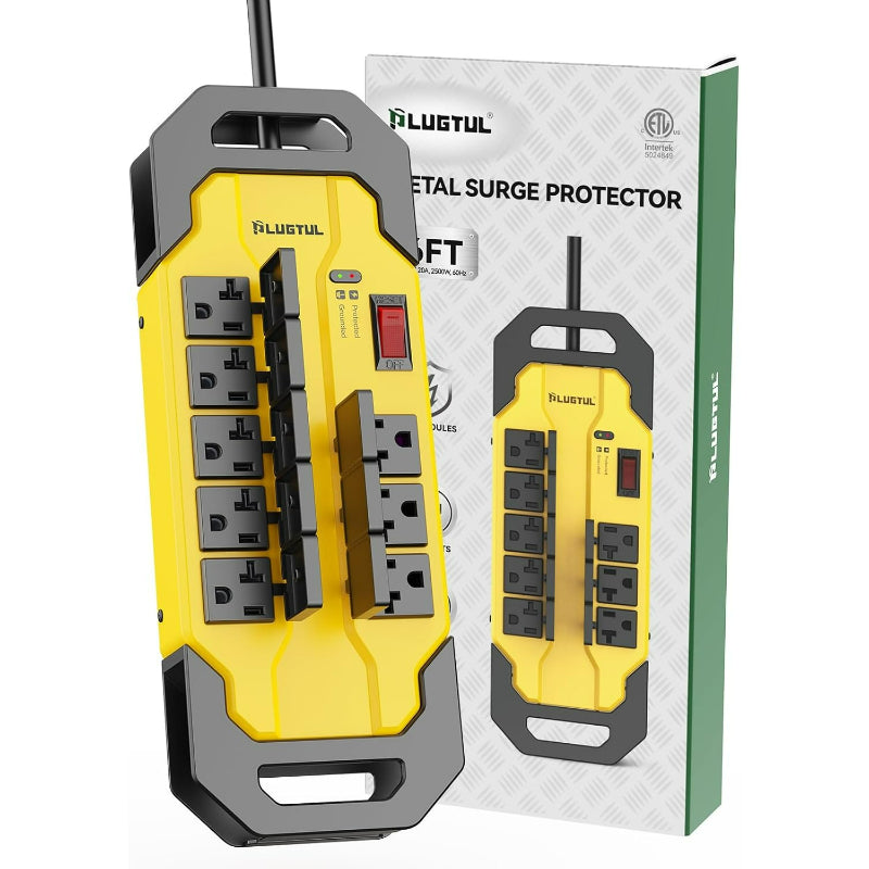 8 Outlets Metal Power Strip, 6FT, 20A, 12/3 AWG