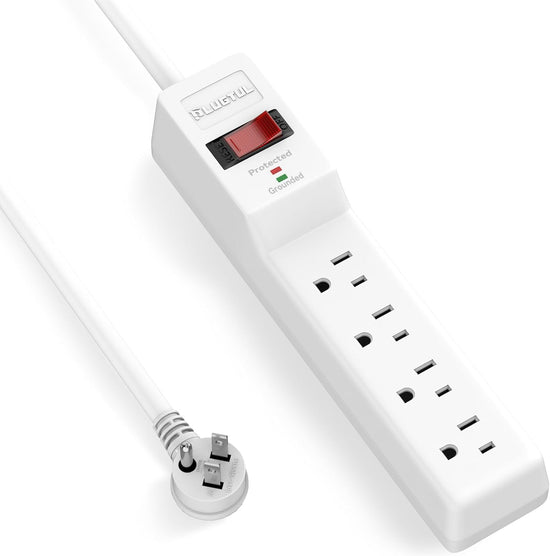 Regleta de 4/6 tomas con protector contra sobretensiones (980 J), calibre 14, 1,8 m, color blanco