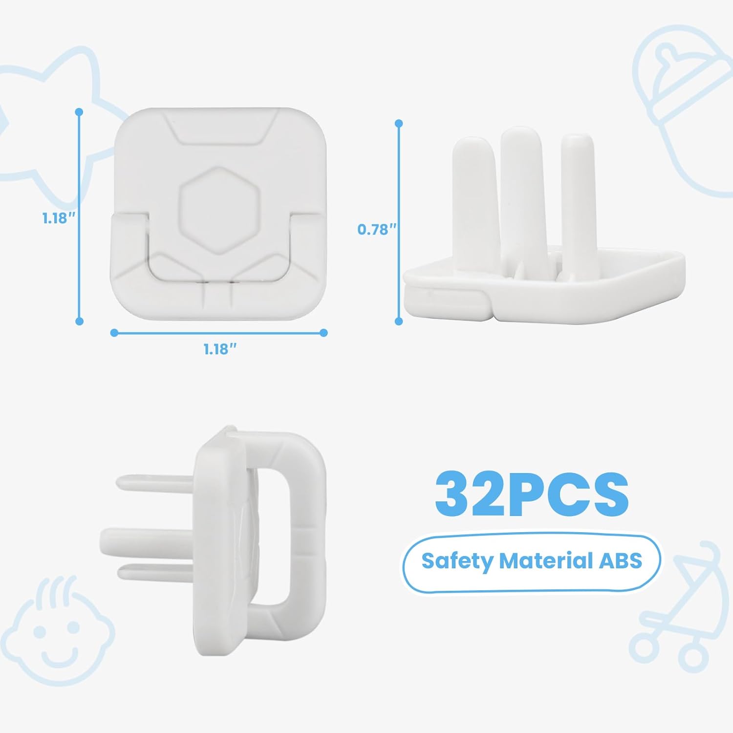Outlet Covers with Hidden Pull Handle, 32 Pack