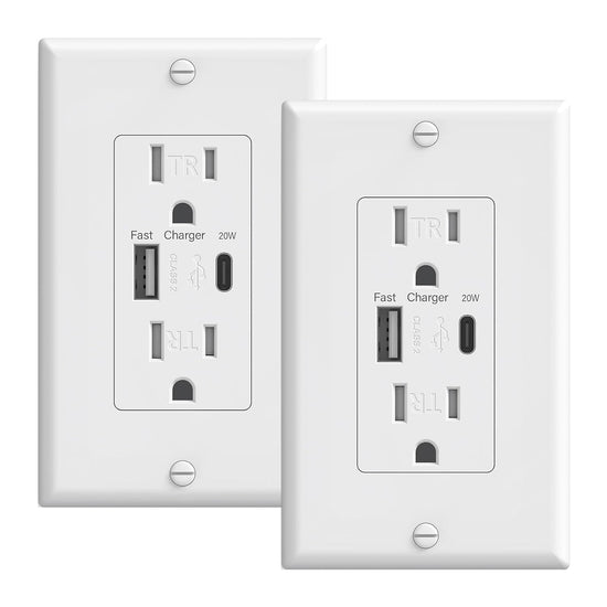 USB Outlets Receptacles with Type A & Type C Ports (PD20W)