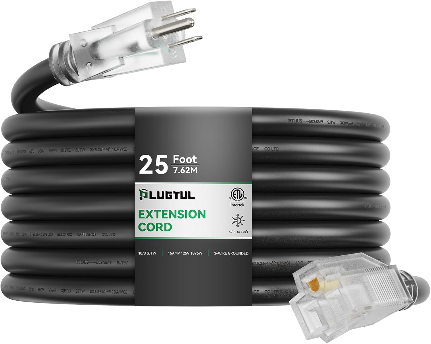 Rallonge extérieure avec extrémité lumineuse, calibre 10, noire