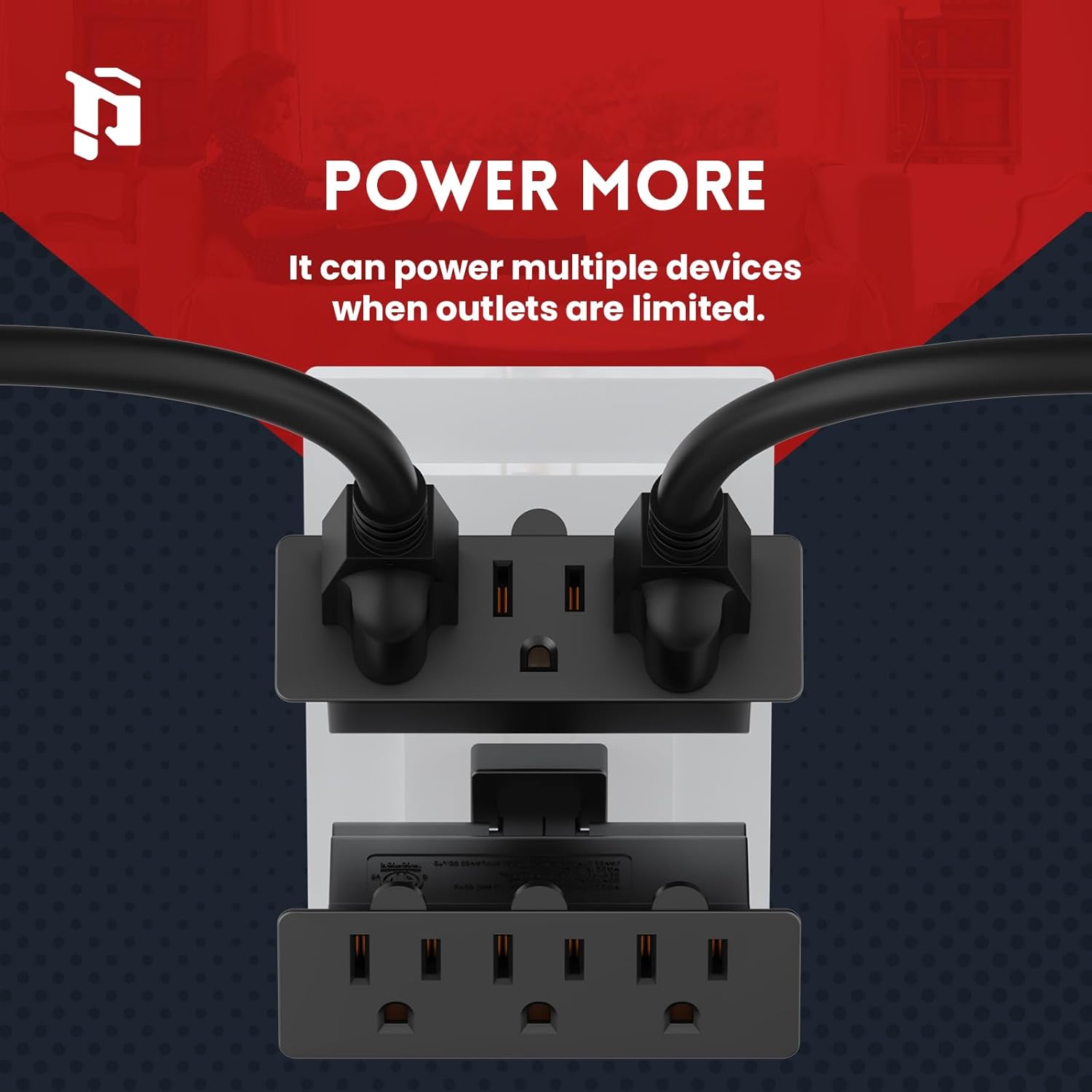 3 Outlet Adapter with 180° Swivel Plug Pack