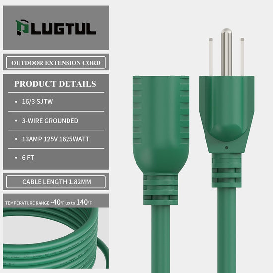 Outdoor Extension Cord, 16 Gauge, Green