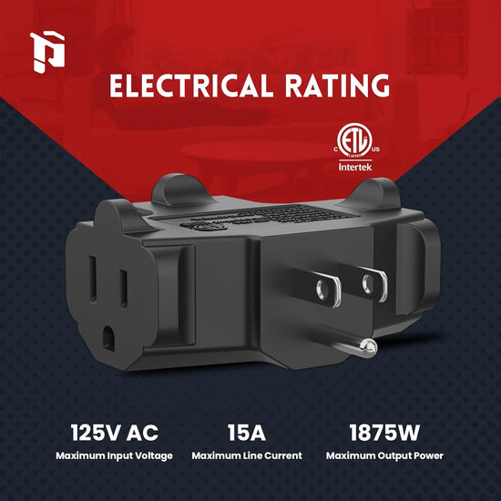 Adaptador de enchufe de 3 vías, paquete de 3