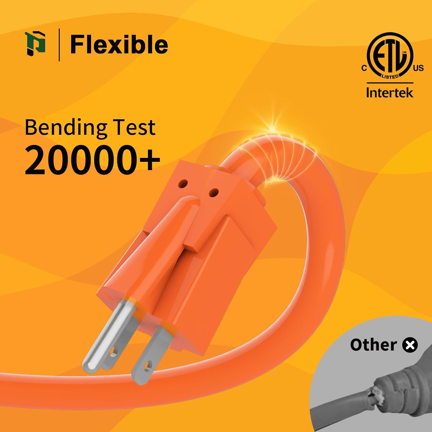 Cable de extensión para exteriores, calibre 12, color naranja