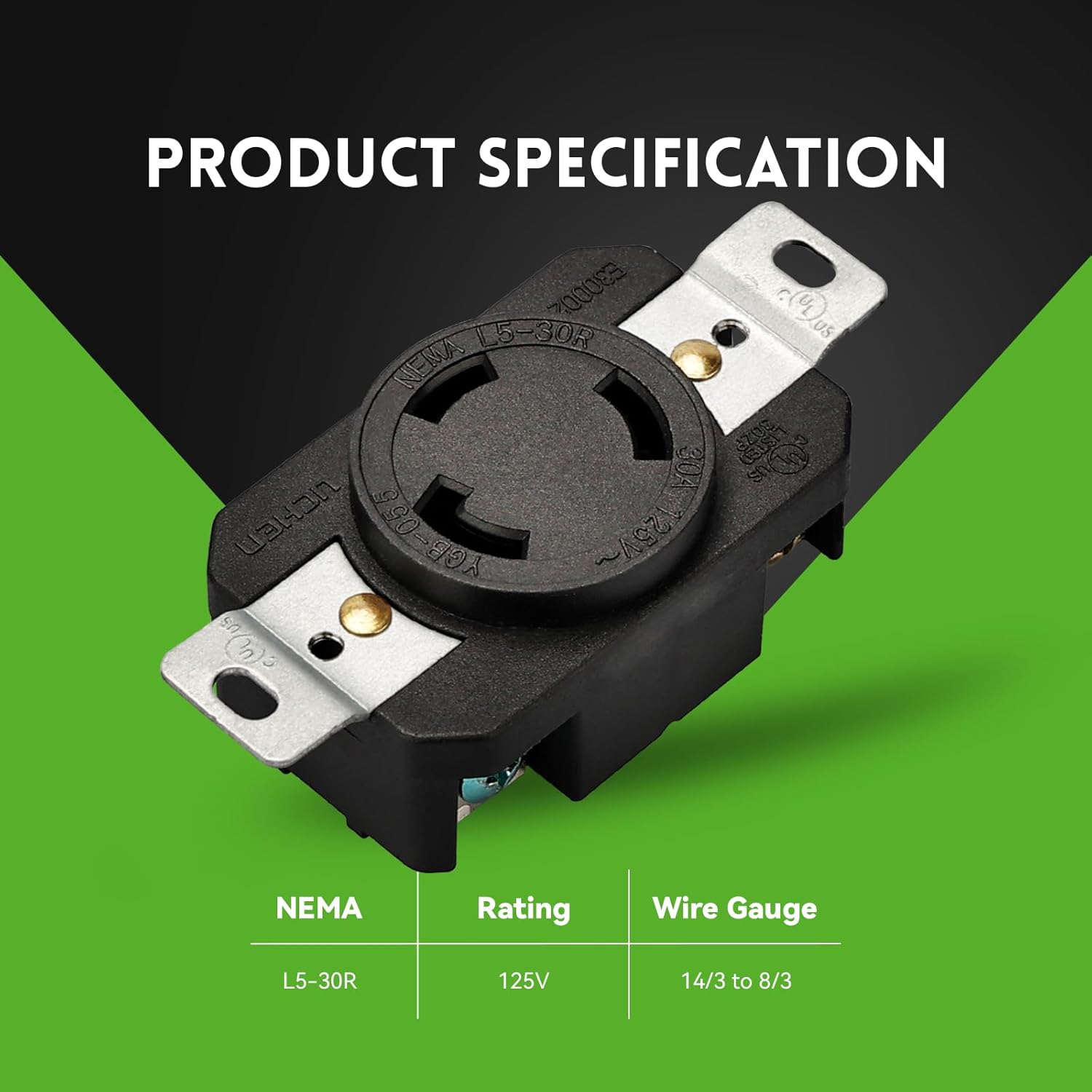 NEMA L5-30R receptacle 30A 125V locking outlet