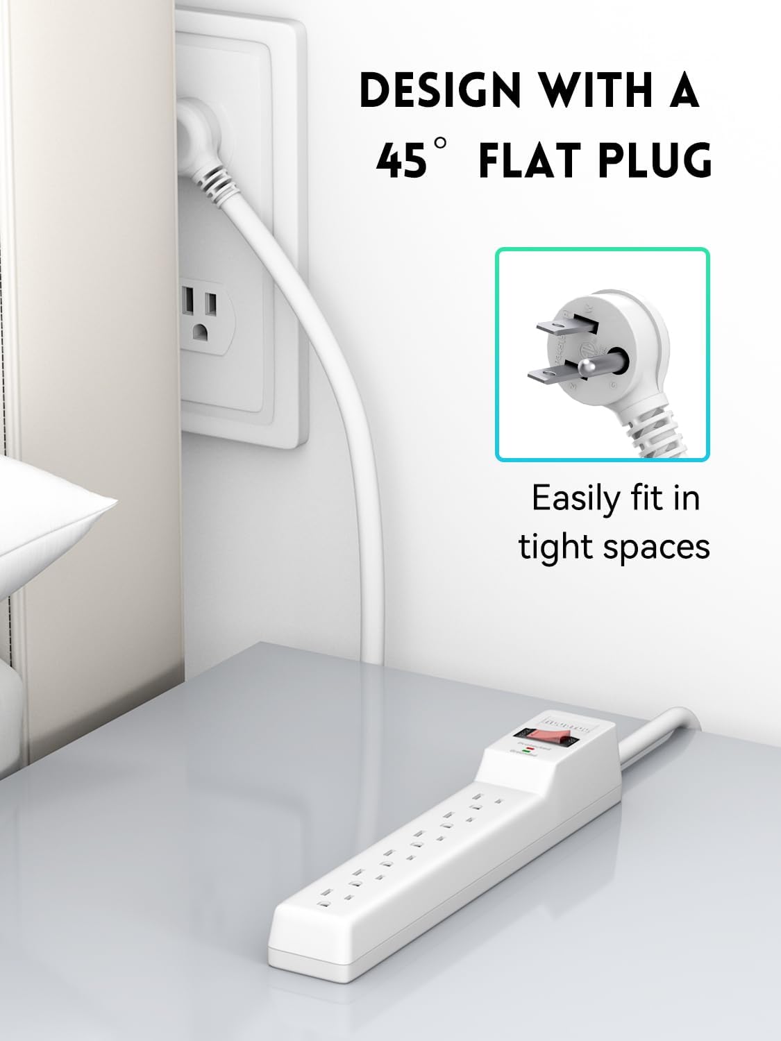 6 Outlets Power Strip With Surge Protector (980J), 14 AWG, 6FT