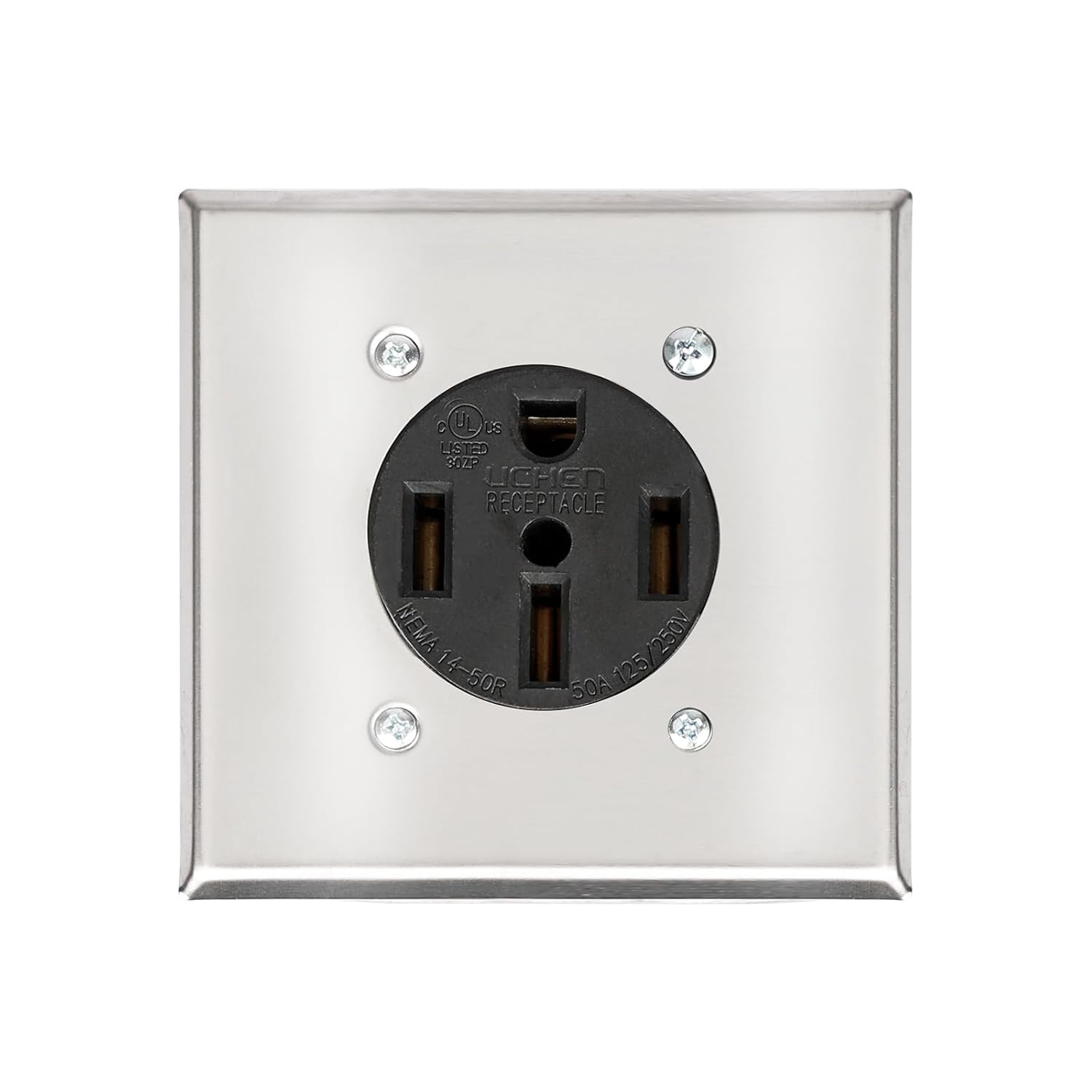 NEMA 14-50R Receptacle Outlet with Square Cover Plate