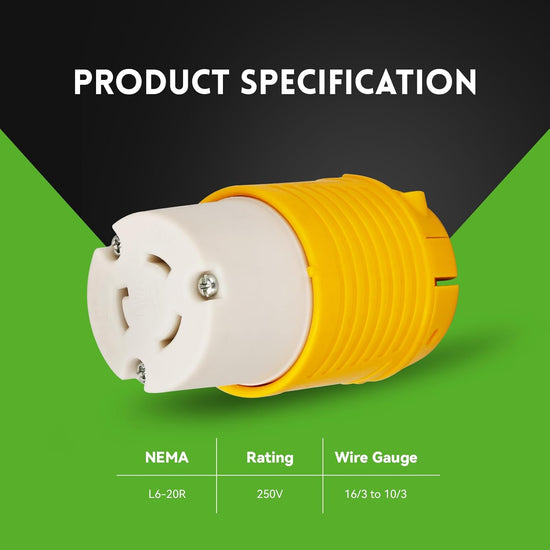 Connecteur à verrouillage par rotation NEMA L6-20C