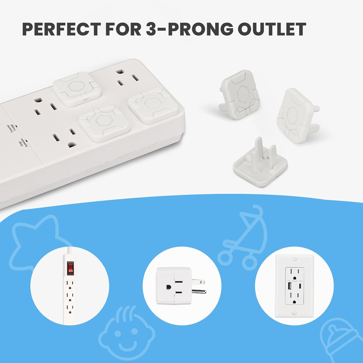 Outlet Covers with Hidden Pull Handle, 32 Pack