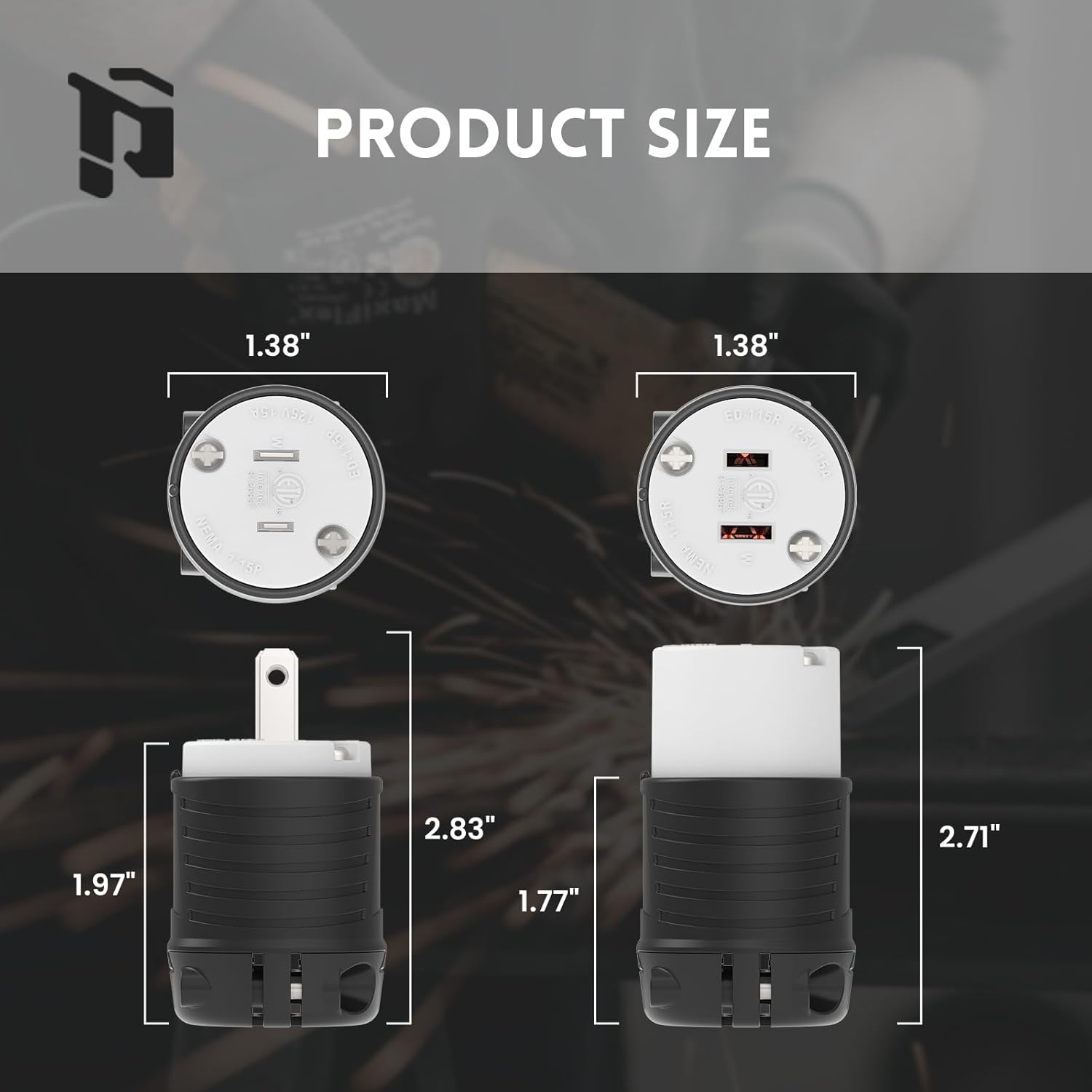 NEMA 1-15P & NEMA 1-15R Replacement Plug & Connector Set