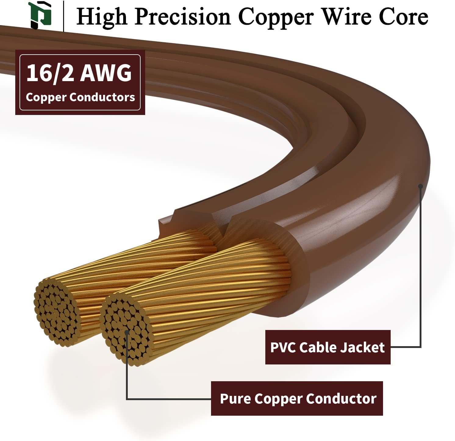 16AWG Indoor Extension Cord, 2-Prong Power Cord, ETL Listed, 125V 13A Extension Cable for Home, Office & Appliances
