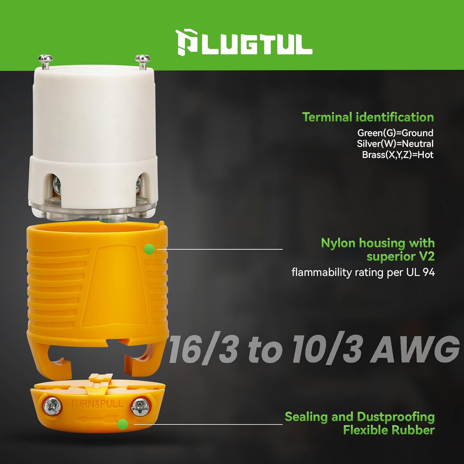 Connecteur à verrouillage par rotation NEMA L6-20C