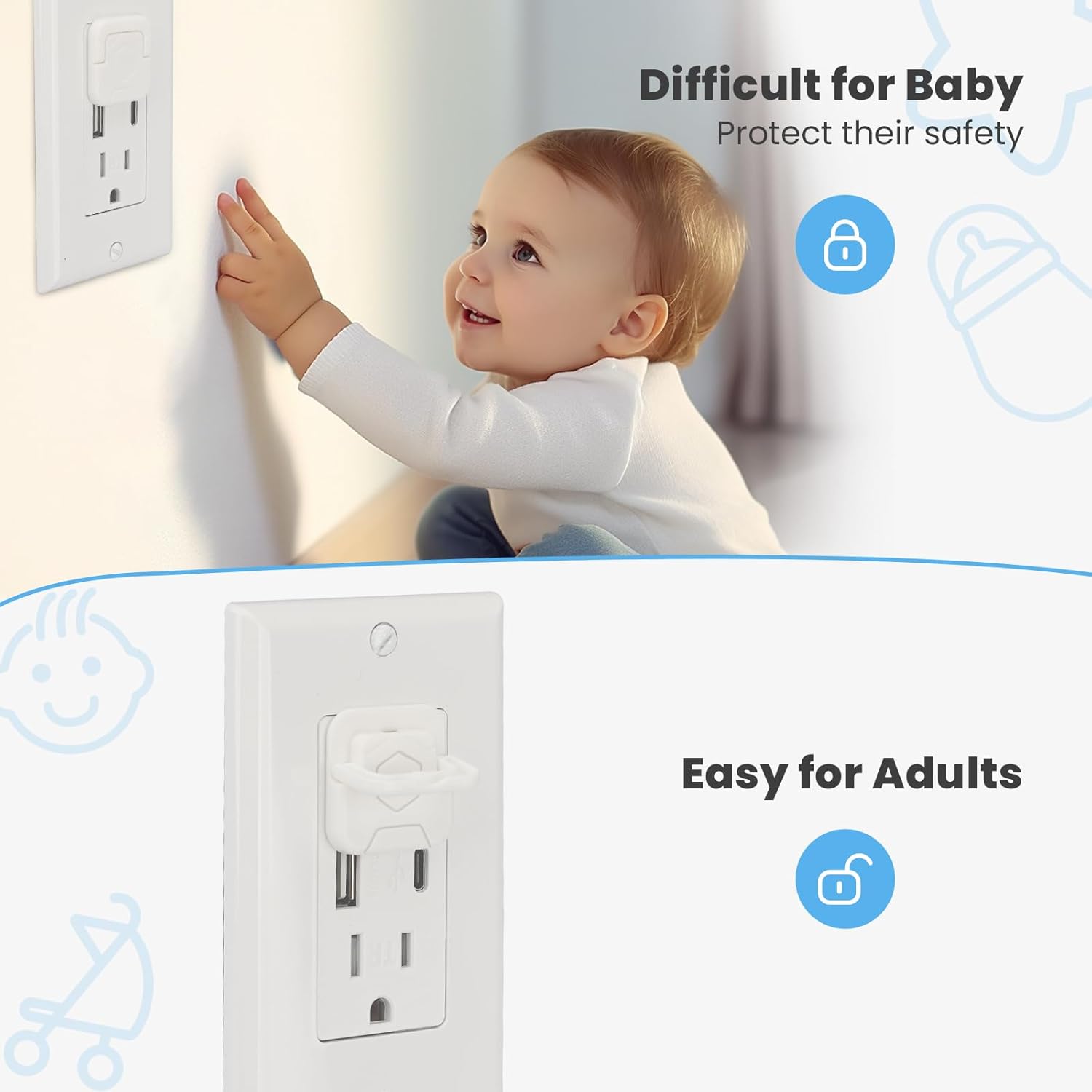 Outlet Covers with Hidden Pull Handle, 32 Pack