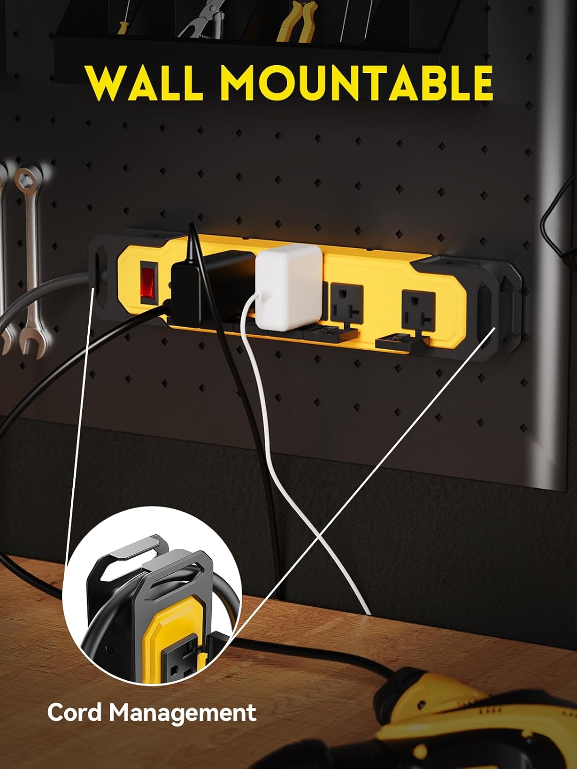 6 Outlets Metal Power Strip, 6FT, 20A, 12/3 AWG