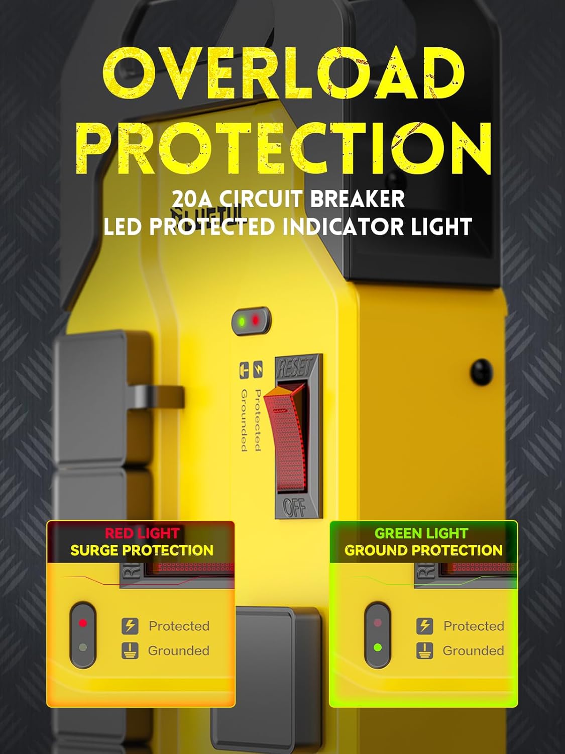 8 Outlets Metal Power Strip, 6FT, 20A, 12/3 AWG