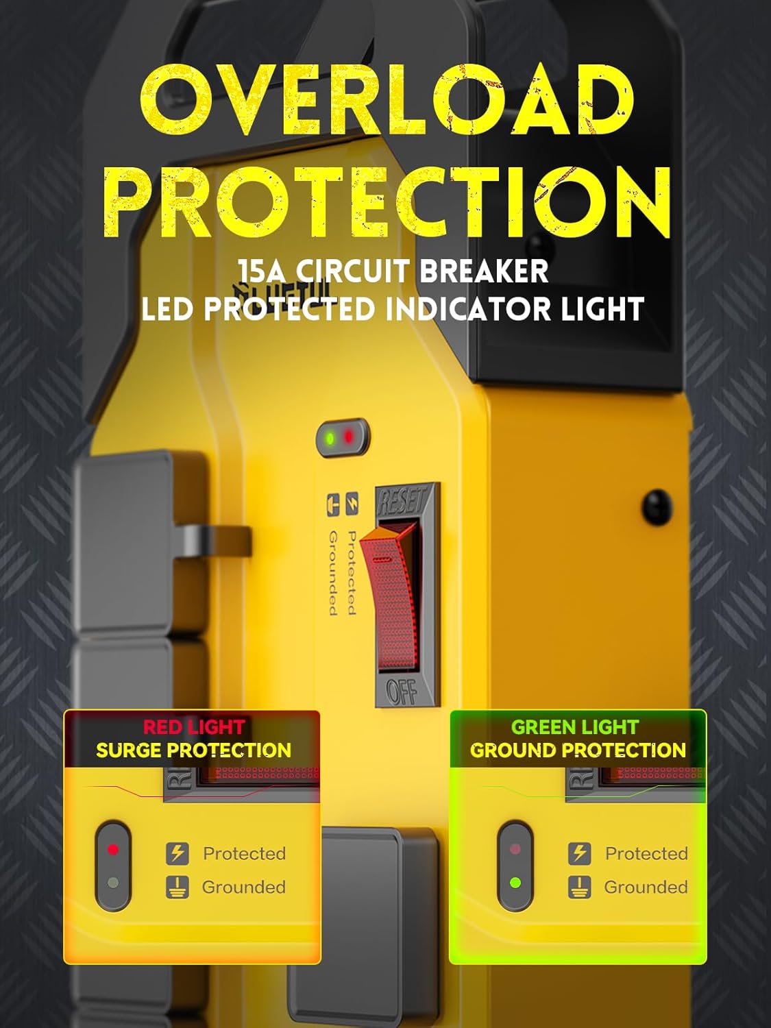 6 Outlets Metal Power Strip with 2 USB ports (1 USB-A &1 USB-C), 10FT, 15A, 14/3 AWG