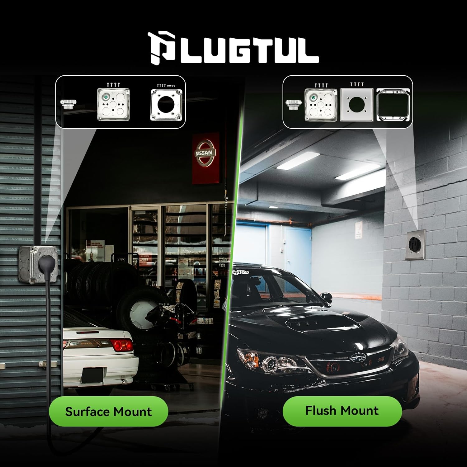 NEMA 14-50R Receptacle Outlet with Square Cover Plate