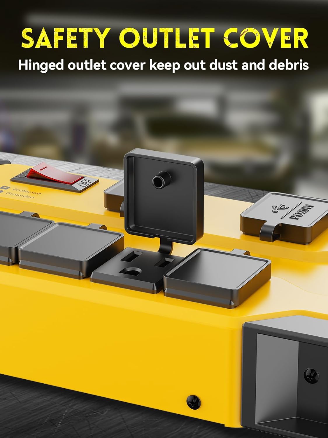 6 Outlets Metal Power Strip with 2 USB ports (1 USB-A &1 USB-C), 10FT, 15A, 14/3 AWG