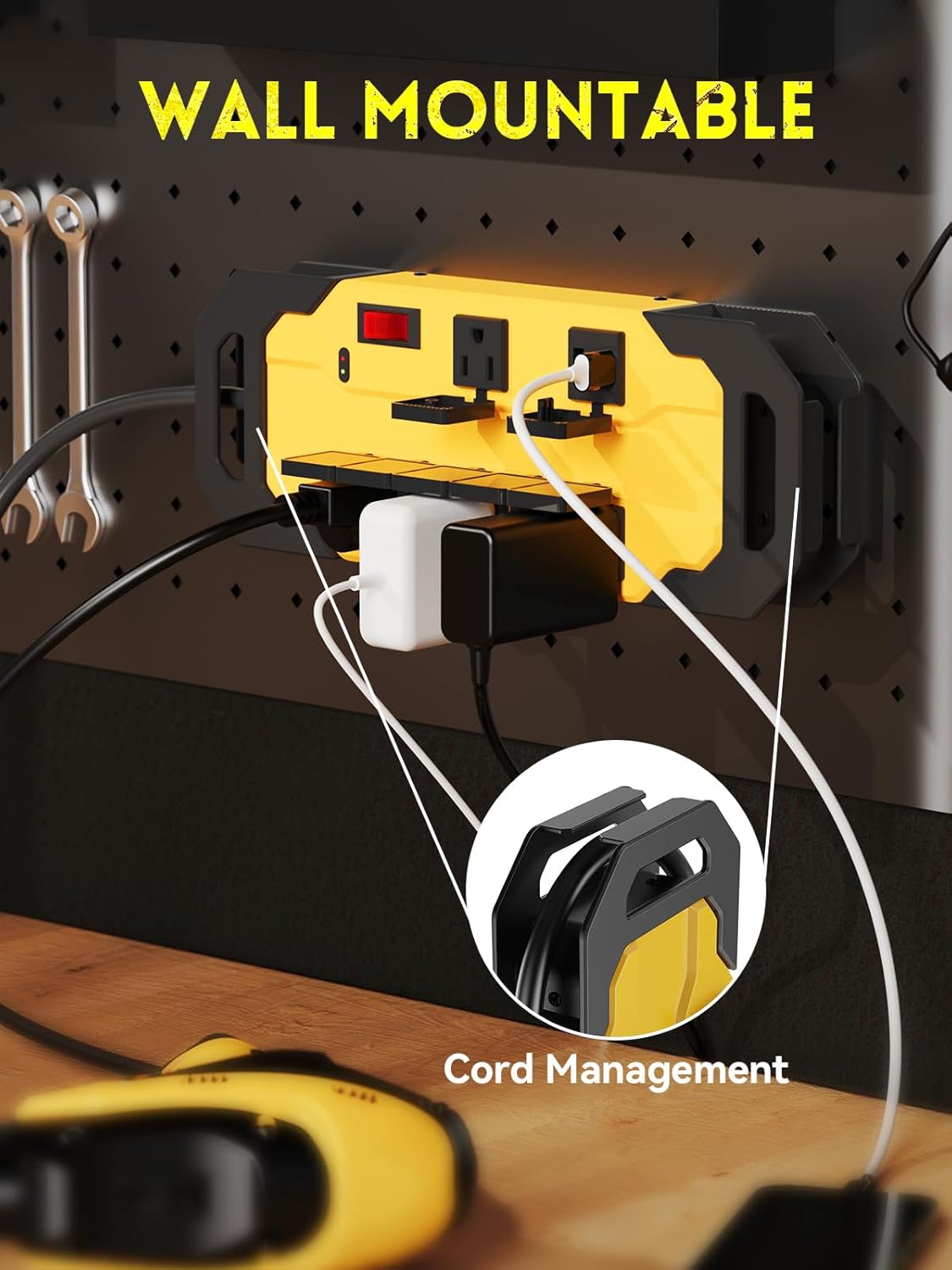 6 Outlets Metal Power Strip with 2 USB ports (1 USB-A &1 USB-C), 10FT, 15A, 14/3 AWG