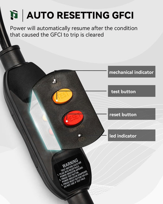 3 Outlet GFCI Extension Cord, 12 Gauge, 3FT