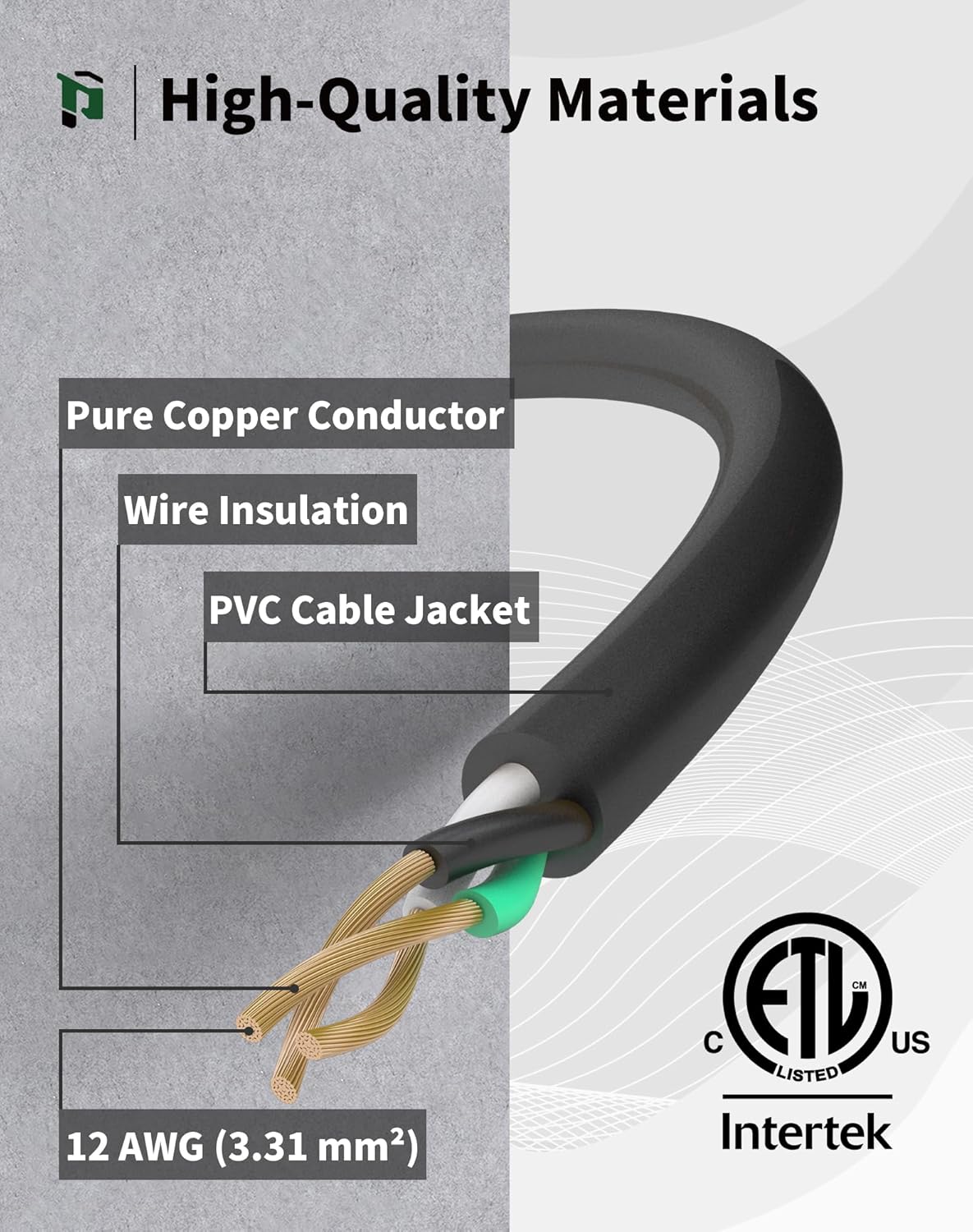 3 Outlets Outdoor Extension Cord with Lighted end, 12 Gauge