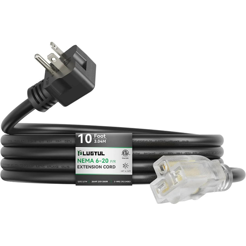 NEMA 6-20 Extension Cord with Lighted End