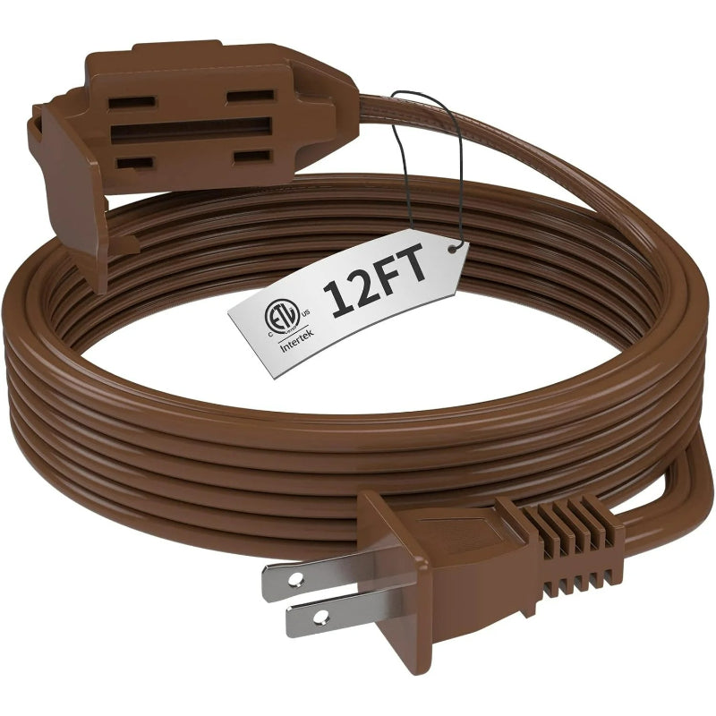 16AWG Indoor Extension Cord, 2-Prong Power Cord, ETL Listed, 125V 13A Extension Cable for Home, Office & Appliances