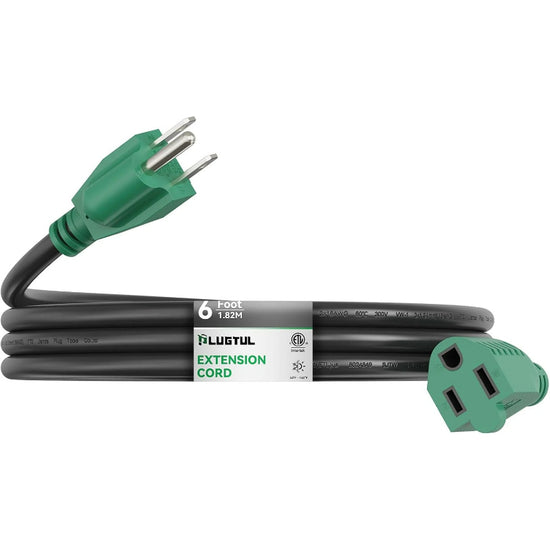16AWG Black Outdoor Extension Cord, Heavy Duty SJTW Waterproof Power Cord, ETL Listed, 125V 13A 3-Prong Grounded Extension Cable for Garden, Tools & Holiday Lights