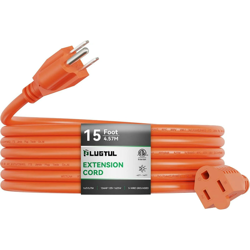 Cable de extensión para exteriores, calibre 16, color naranja