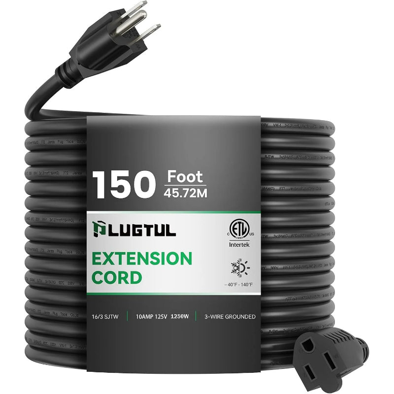 Cable de extensión para exteriores, calibre 16, negro