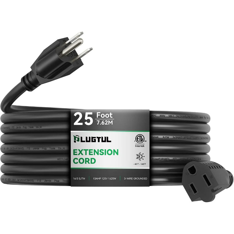 Cable de extensión para exteriores, calibre 16, negro