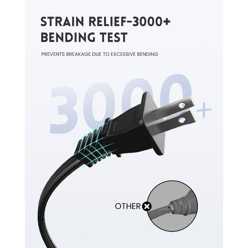 Replacement Power Cord,18 Gauge, 2 Prong, 10A, 8 FT,