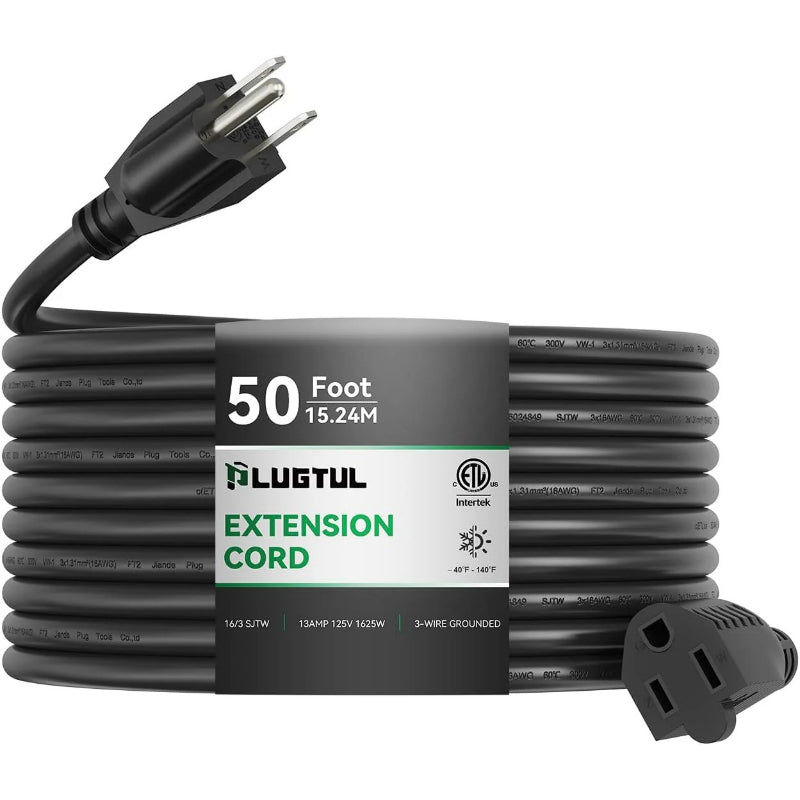 Cable de extensión para exteriores, calibre 16, negro