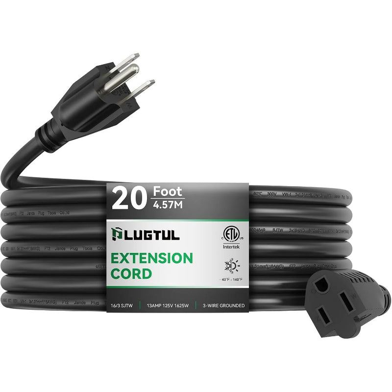 Cable de extensión para exteriores, calibre 16, negro