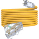 3 Outlets Outdoor Extension Cord with Lighted end, 12 Gauge