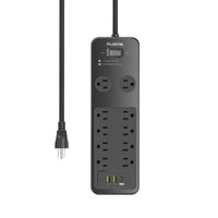 10 Outlets Power Strip With Surge Protector(2040J), 14 Gauge, Black