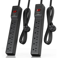 6 Outlets Power Strip With Surge Protector (980 Joules), 14 Gauge, 4FT, 1875W, 15A, 2 Pack
