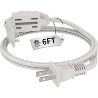 16AWG Indoor Extension Cord, 2-Prong Power Cord, ETL Listed, 125V 13A Extension Cable for Home, Office & Appliances