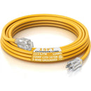 12AWG Yellow Outdoor Extension Cord with Lighted End, Heavy Duty SJTW Waterproof Power Cord, ETL Listed, 3-Prong Grounded Extension Cable for Jobsite, Power Tools & Outdoor Equipment