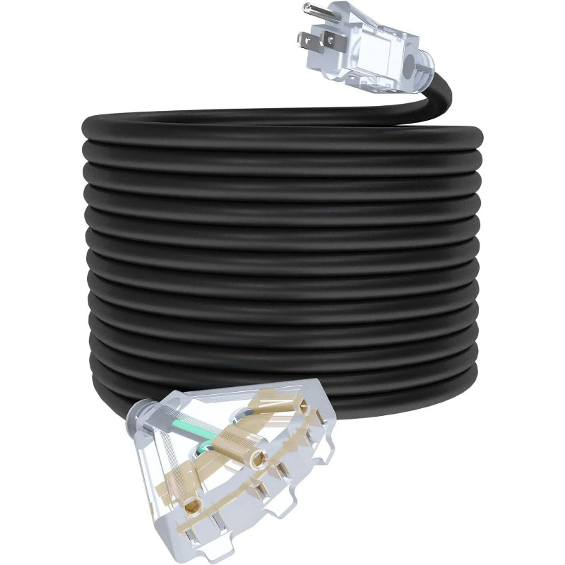3 Outlets Outdoor Extension Cord with Lighted end, 12 Gauge