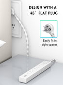 PLUGTUL 6 Outlet Surge Protector Power Strip with 2 USB Ports, 980 Joules, 14 AWG, 6FT Flat Plug, Wall Mount, ETL Listed