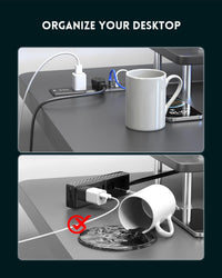 PLUGTUL 2 Outlet Recessed Power Strip, 16 AWG Flush Mount Furniture Power Outlet with Surge Protection, Desk & Countertop Hidden Power Grommet, ETL Listed