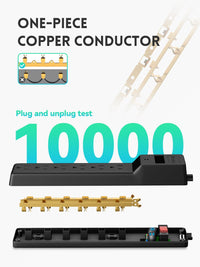 6 Outlets Power Strip With Surge Protector (980J), 14 Gauge, 4 FT, 2-Pack