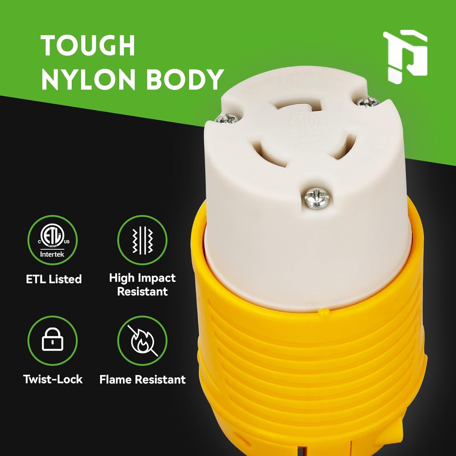 NEMA L5-20R Twist Lock Connector, 20A 125V Locking Female Connector, Industrial Grade 3-Prong Power Connector