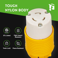 NEMA L5-20R Twist Lock Connector, 20A 125V Locking Female Connector, Industrial Grade 3-Prong Power Connector