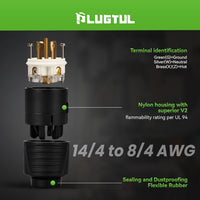 NEMA L15-30R Twist Lock Connector, 30A 250V 3-Phase Locking Female Connector, Heavy-Duty Industrial Grade Receptacle